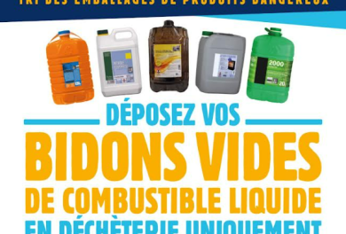 affichage smeeom bidons vides de combustibles liquide